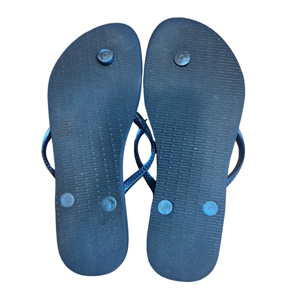 Havaianas Navy Blue Slim Flip Flops with Crystal US 7/8 - Picture 2 of 2